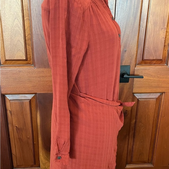 Maeve from Anthropologie Bloomsbury Tie Shirt Dress Women's 4 Rust Terra Cotta - Picture 4 of 10